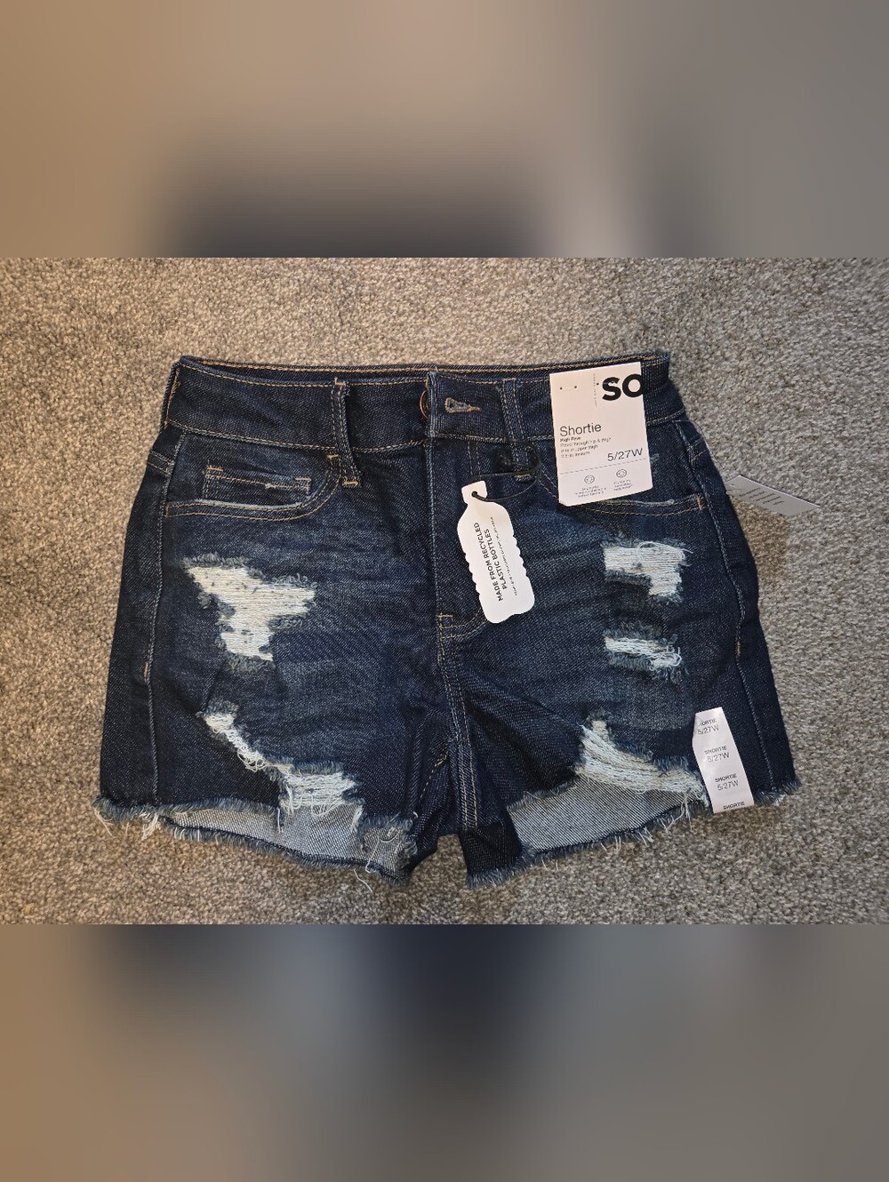 SO Dark Wash Denim Cutoff Shorts - Distressed Back Pockets
